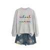 Womens Casual Long Sleeve Hoodie Sweatshirt With Print Design Loose Fit Cotton Blend Office Chic Style