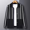 Winter Arrival Lapel Long Sleeve Knitted Cardigan Striped Pocket Versatile Men's Sweater Fashion Trendy Menswear