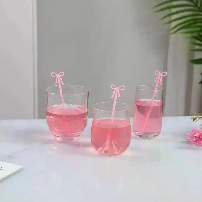 10Pcs Cocktail Stirrers Bow Drink Stirrers Fruit Food Picks Cocktail Stirrers Suitable For Bow Theme Party Birthday Wedding