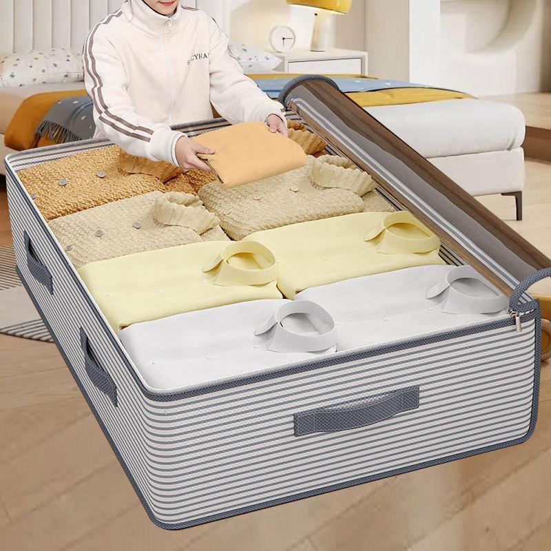 Under-Bed Transparent Storage Box for Clothes & Miscellaneous Items - Large Capacity, Foldable Drawer-Style Organizer