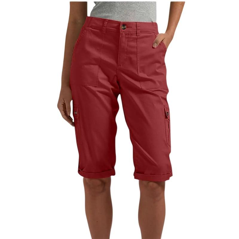 Women's Stylish Cargo Shorts Spring Summer Casual Fashion Solid Color Pocket Overalls Slim Straight Leg Five Quarter Pants