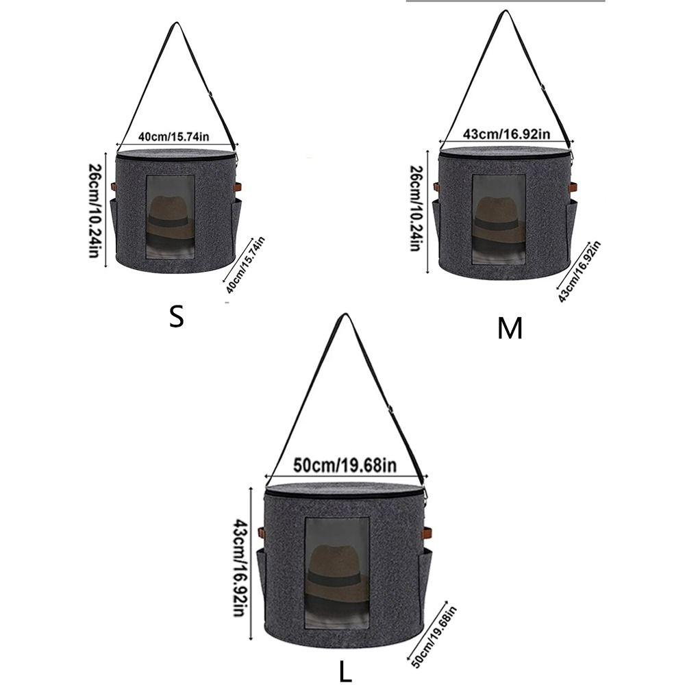 Window Hat Storage Box Zippered Lid Cowboy Hat Container Round Clothes Storage Bin  Travel