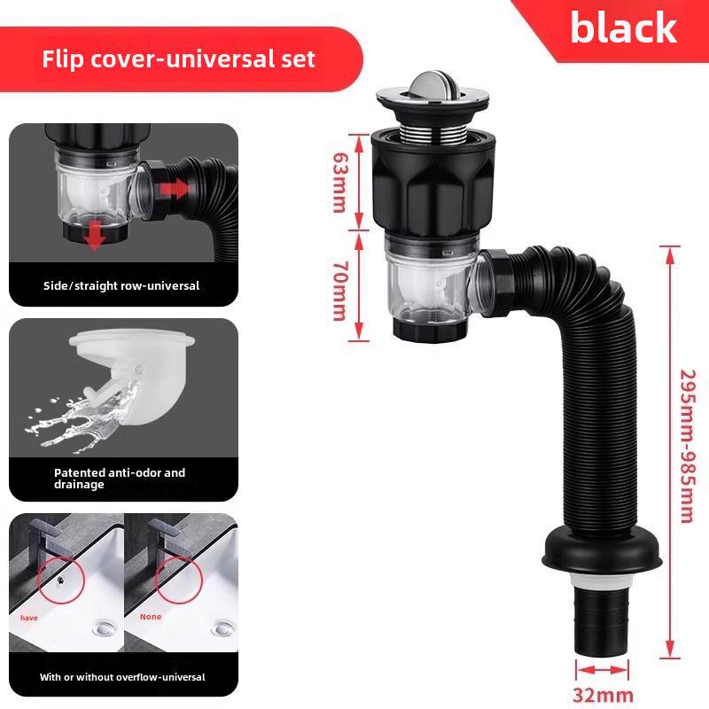 Deodorizing Drain Pipe Set for Wash Basins - Horizontal Row Design