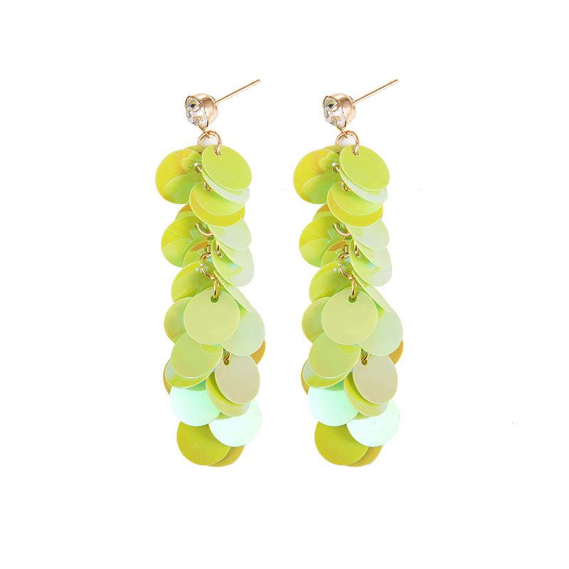 Fashion Temperament Multi-layer Color Sequin Earrings Long Tassel Earrings Wild Personality Earrings KTJ