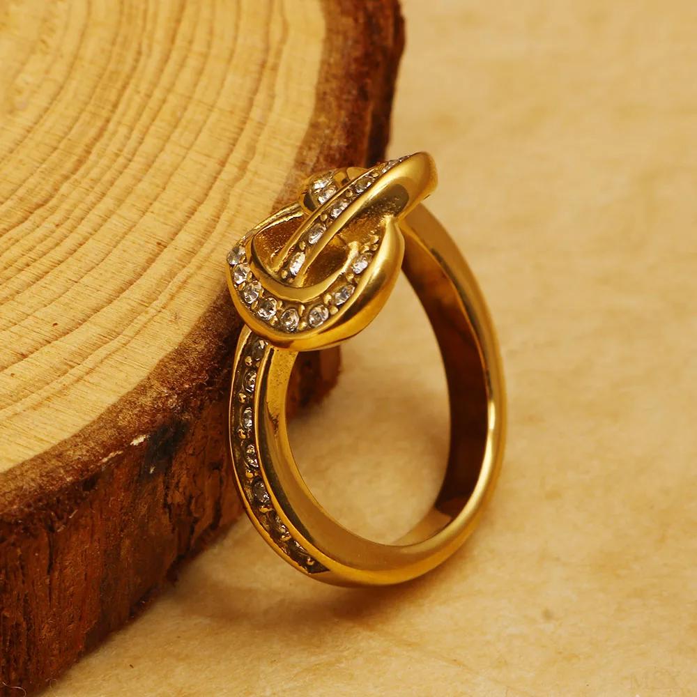 Anello Minimalista in Acciaio Inossidabile a Forma di Cuore Amore Vuoto per Donne Anelli con Zirconi Intarsiati Colore Oro Impermeabile Gioielli Moda Romantica