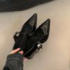French Niche Black Pointed Single-shoe Women's Shoes New Spring Temperament Late Late Shoes Mary Jane Small Leather Shoes