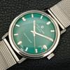 HAND-WINDING VINTAGE FAVRE LEUBA 253 TWIN POWER SWISS MENS GREEN WATCH A702049-5 R208-a702049