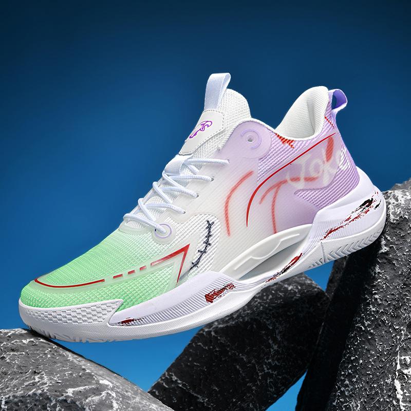 Luminous High-top Basketball Shoes Men's Actual Combat Cement Boots Teenagers Junior High School Primary School Students Big Children's Sports Shoes