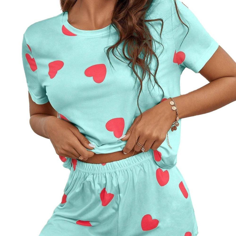 IHUASU Women's Fashion Casual Short Sleeve O-Neck Pants Suits