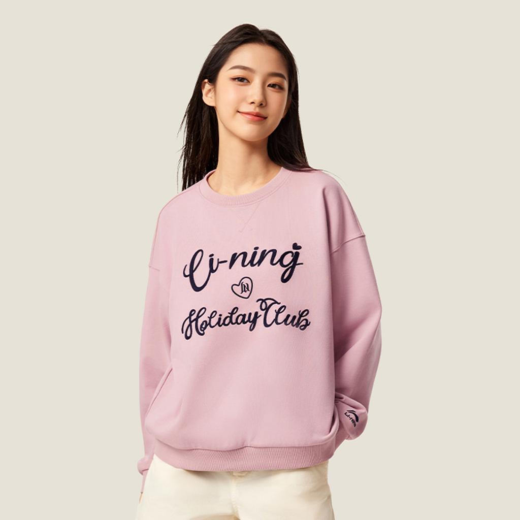 Li Ning Sports Lifestyle Serie Rundhals-Pullover Buchstaben Bequem Locker Mode Vielseitig Lässig Einfach Sport-Sweatshirt AWDVC16-9
