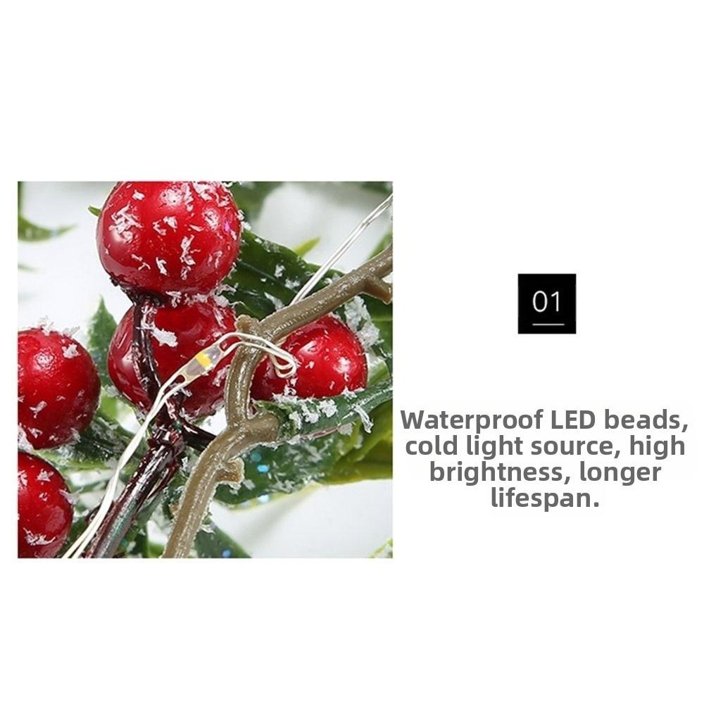 Red Berry Christmas Red Berry Light String 20/30LED Snowflakes LED Green Leaf String Lights DIY Fake Leaves