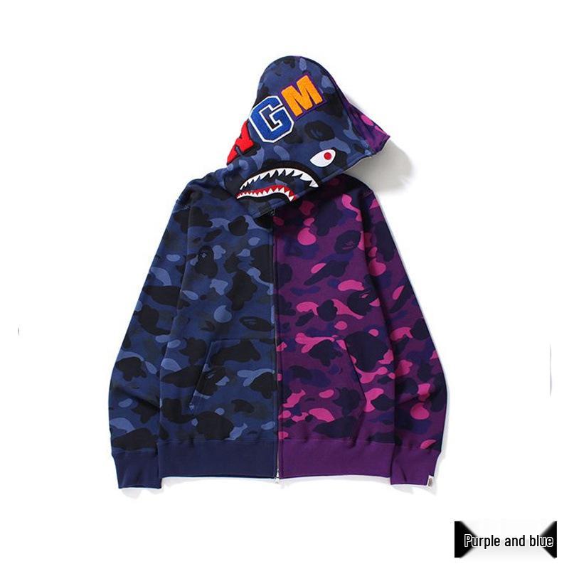 Trendy APE Hooded Sweatshirt - Shark Camouflage Zipper Jacket, Parent-Child Version