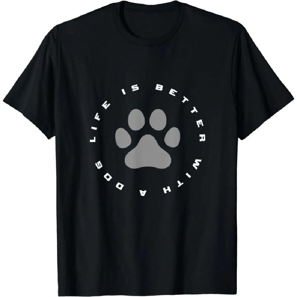 

Dog Paw Print T-Shirt Fun Dog Pet Print Top Men Clothing Streetwear Graphic T Shirts Camisetas XXXXXL чёрный