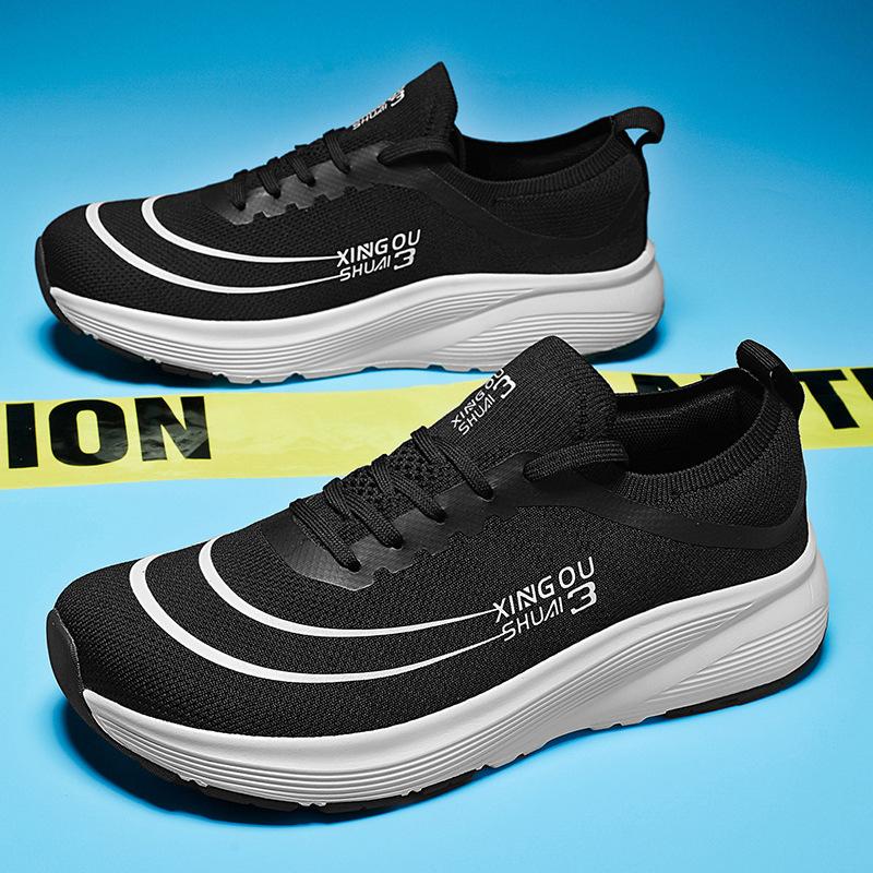 

Кроссовки с широким носком, кроссовки с большой головой, летняя дышащая сетка, большие размеры, для широких ног, амортизация, мягкая подошва, обувь для ходьбы и бега 46 чёрный
