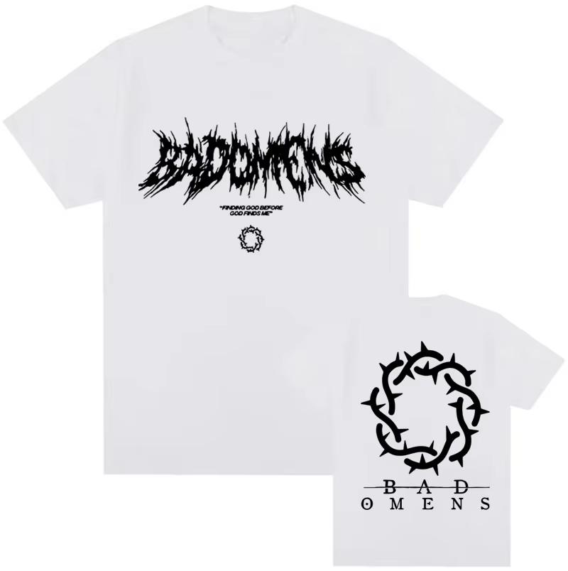 Vtipné grafické tričko s logem kapely Bad Omens pro muže a ženy, hip hopová móda, vintage trička, pánské ležérní oversized tričko s krátkým rukávem