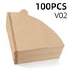 Coffee Paper Filters 100PCs/40PCs Unbleached V01 V02 Cone Filter Pour Over Natural Wood Pulp 60 Degree Drip Coffee Paper Filters