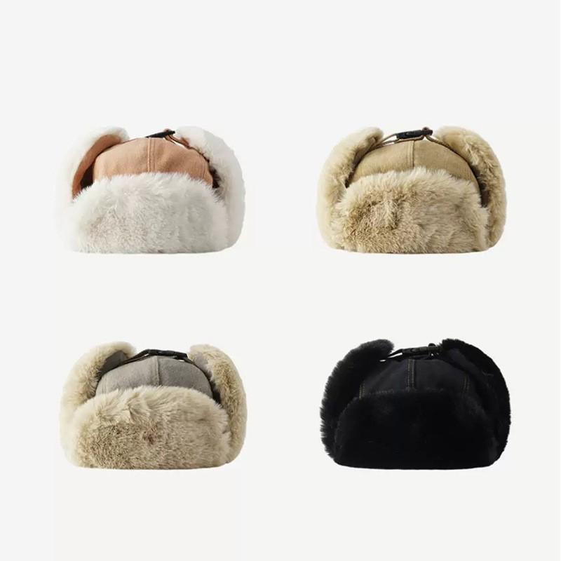 Unisex Winter Warm Fleece Lined Ear Protection Beanie Hat Cycling Windproof Foldable Adjustable Cap