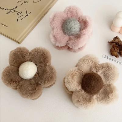 Grampos de cabelo de flor de pelúcia, grampos grandes de tubarão, grampos simples, grampos de cabelo de caranguejo, acessórios de cabelo de outono e inverno