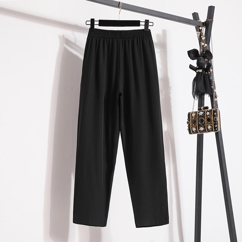 DIMANAF Summer 2025 Plus Size Women Loose High Waist Basic Elastic Pants Casual Trousers Long Wide Leg Pants