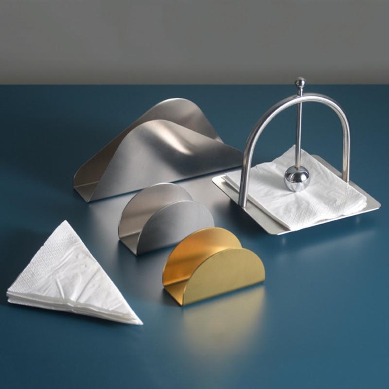Elegant Stainless Steel Stoarge Stand Paper Towel Dispenser Tissue Holder Rack for Office Desk Dining Table