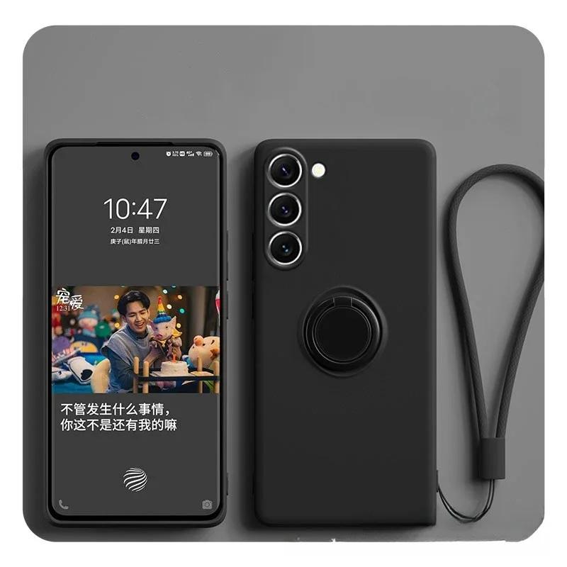 Liquid Silicone Phone Cases For Samsung A56 A16 A36 A26 A55 A15 A35 A54 A34 A14 A53 A52S Magnetic Ring Holder Cover With Lanyard