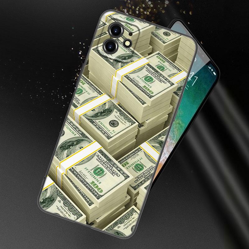Money Dollars Gold Coin Phone Case For Apple iPhone 13 12 Mini 11 Pro XS Max XR X 8 7 6S 6 Plus SE 2022 2020 5S 5 Black Cover