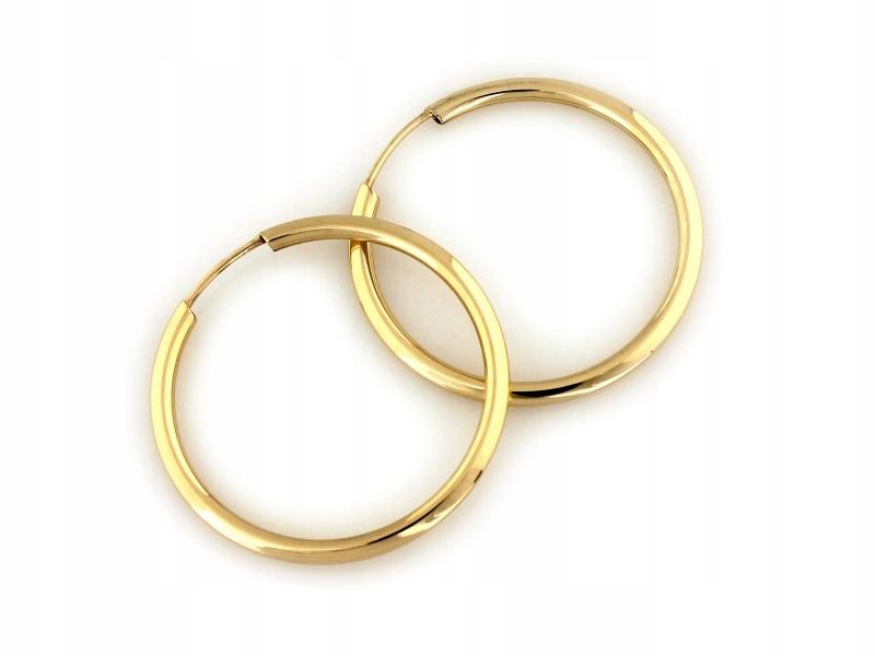 Hoop earrings 585 gold 14k 22 mm classic sharm for girl/woman
