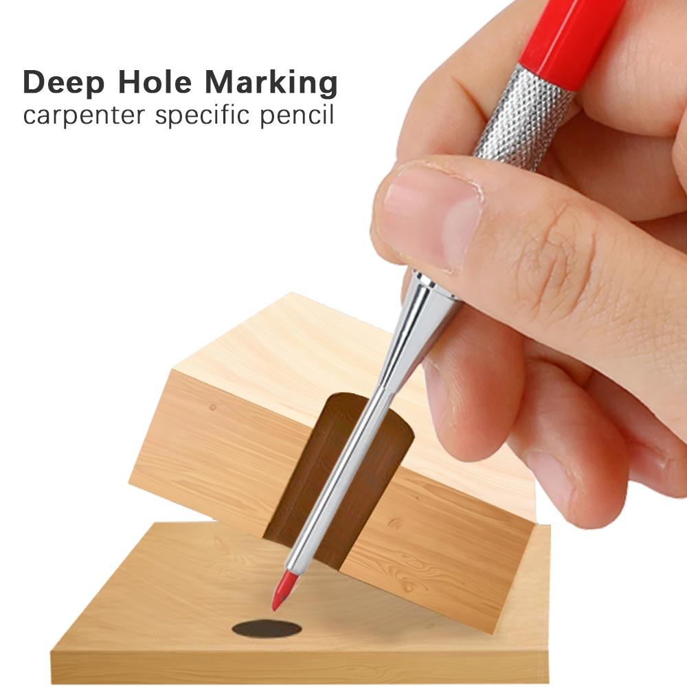 3Pcs/Set Multicolor Metal Woodworking Mechanical Pencil Set 2.0mm 2B Black Lead Core Deep Hole Scribing Marking Tool