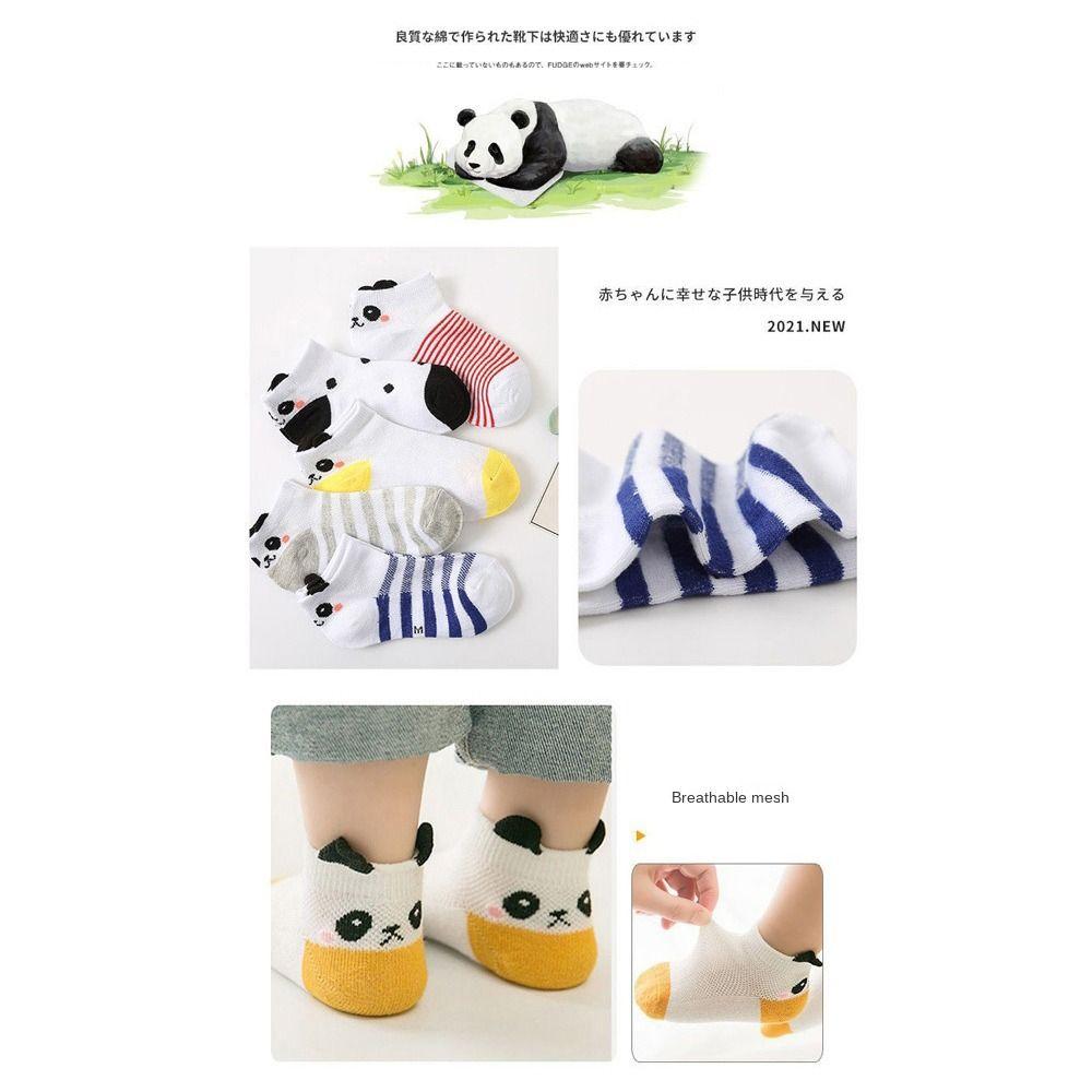 5 Paar Panda-Muster Cartoon-Socken Rutschfest Tierdruck Socke Cartoon Baby-Socken Für Jungen und Mädchen