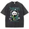 Oversized Women Washed T-Shirts Kawaii Cartoons Panda Printed Tee Shirts Distressed Crewneck Cotton Tees Clothes