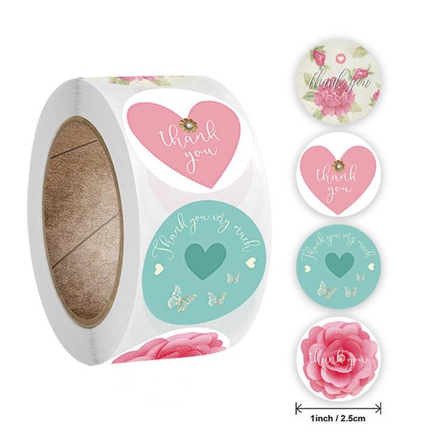 Stickers 500 Pcsroll New Smile Smiley Face Thank You Round Sticker Label Sticker Logo Stickers Custom
