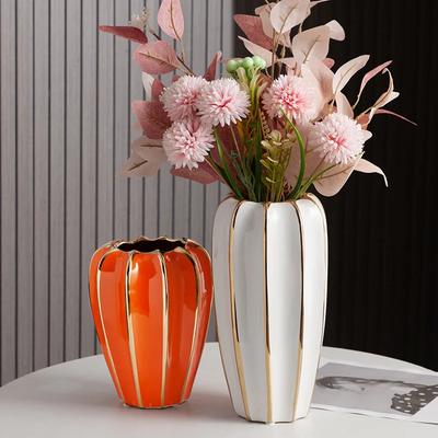Vase en Céramique Doré Peint de Luxe et Haut de Gamme Arrangement Floral Simulation Décoration de Salon Décoration de Maison Meuble TV