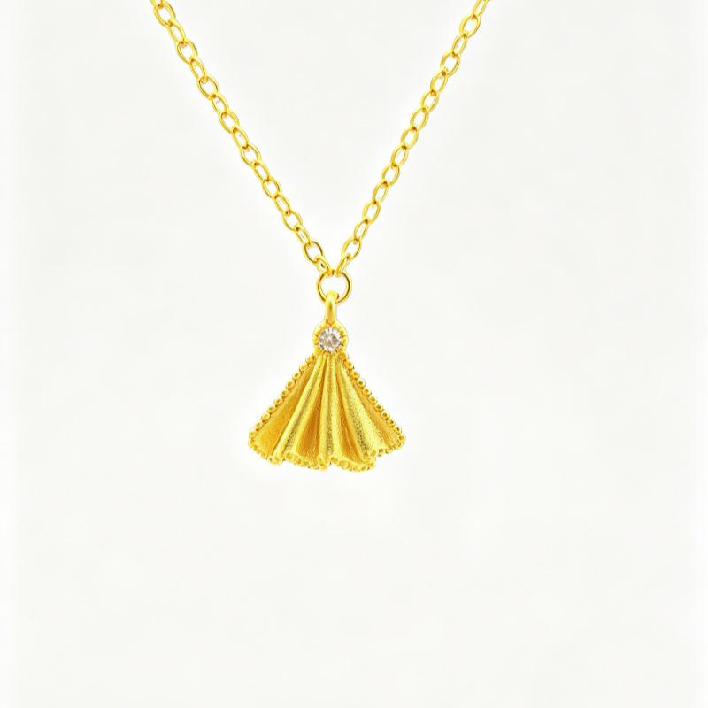 Sand Gold Women's Skirt Necklace: Chic Luxury Niche Pendant Gift for Girlfriend, Elegant Collarbone Chain