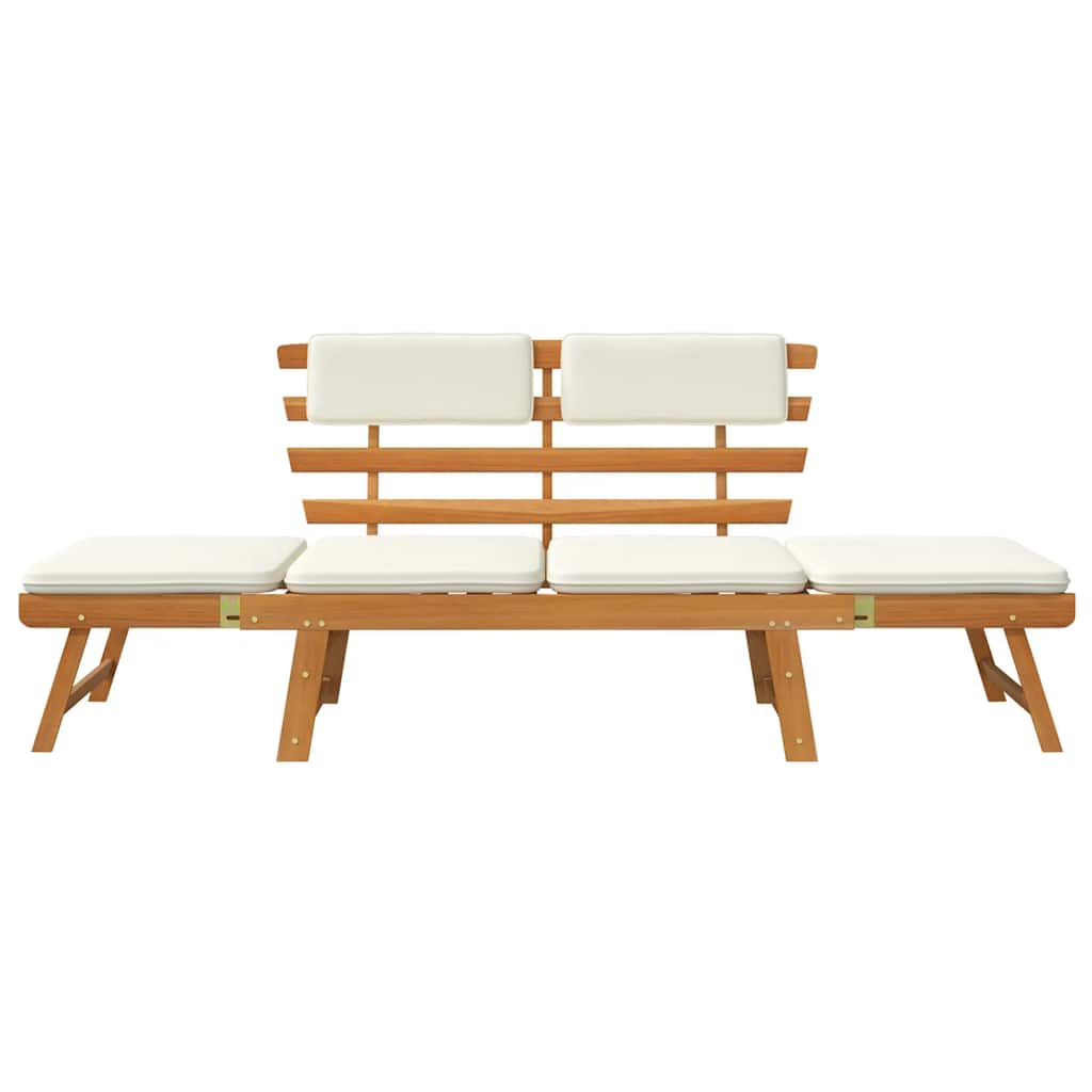 vidaXL Gartenbank 2-in-1 mit Polstern 190 cm Massivholz Akazie