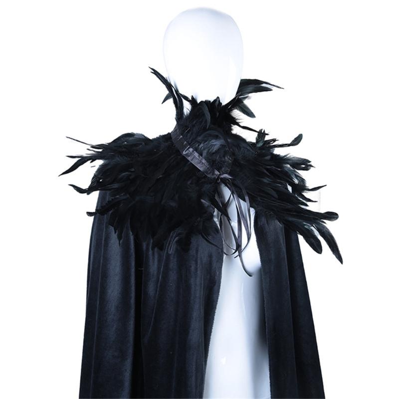 Halloween Costumes Cape Feather Collar Cape Halloween Costume Cape Halloween Cloak for Carnivals Party