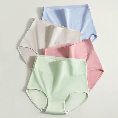 4Pcs High Waist Body Shaper Underwear  Plus Size Women Panties Breathable Cotton Panty Ladies Briefs Solid Slim Female Lingerie