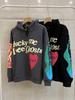 Kanye Unisex Heart Letter Graffiti Hoodie - Plush, Couple Style Sweatshirt