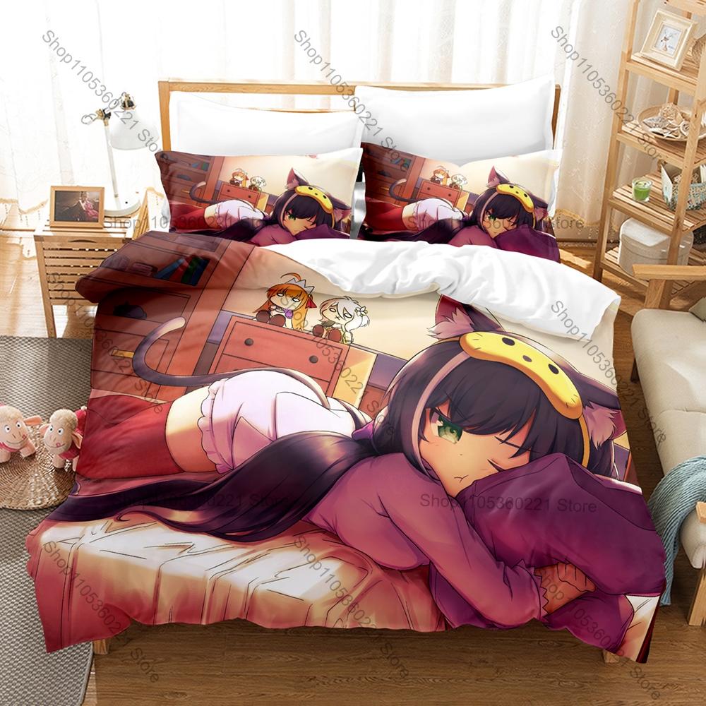 Cool Kyaru Princess Connect Re:Dive Bedding Set Duvet Cover + 2 Pillowcases Cat Ears Thief Cute Anime Girl Bedroom Decor