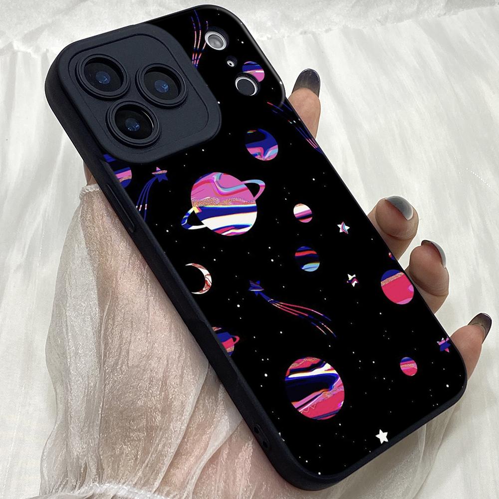 M454 Cute space astronaut moon Art design Angel Eyes Soft Phone Case for iPhone Samsung Galaxy Xiaomi Rdemi Huawei Honor Infinix Realme OPPO All Model