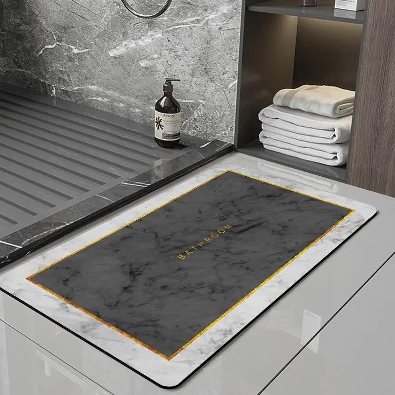 Diatom Mud Cushion Absorbent Toilet Bathroom Non-slip Foot Pad Toilet Door Mat Can Be Scrubbed Household Simple Home Decoration 40cm x 60cm