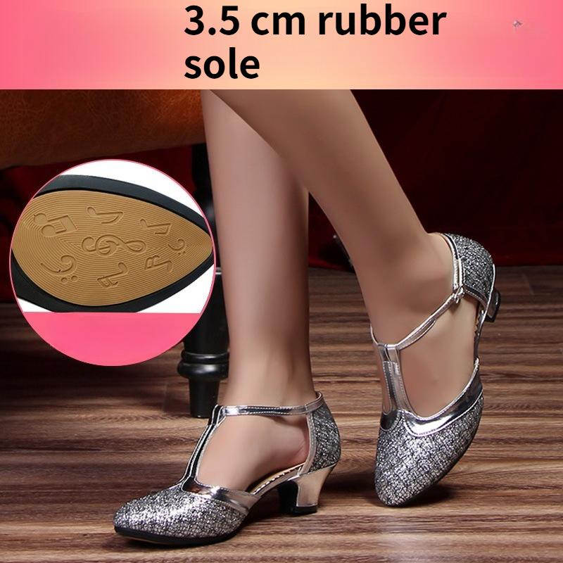Women's Adult High-Heel Ballroom Dance Shoes with Soft Soles for Outdoor Use