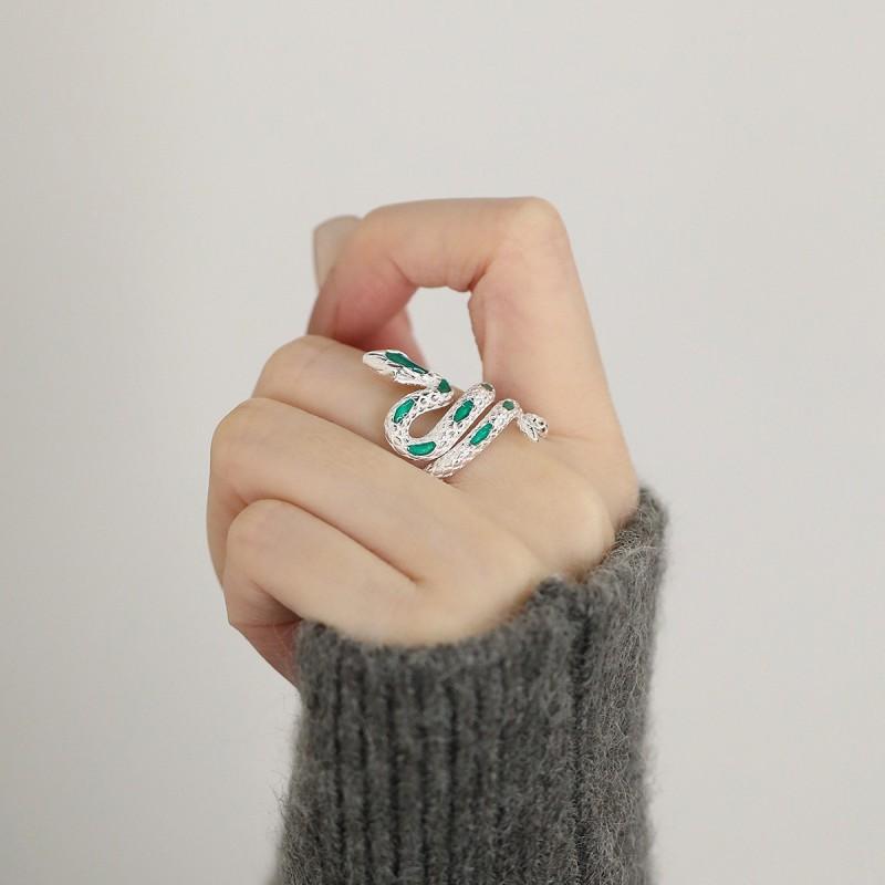 Adjustable Open Ring Women Men Snake Motif Boho Chic Vintage Style Copper Jewelry
