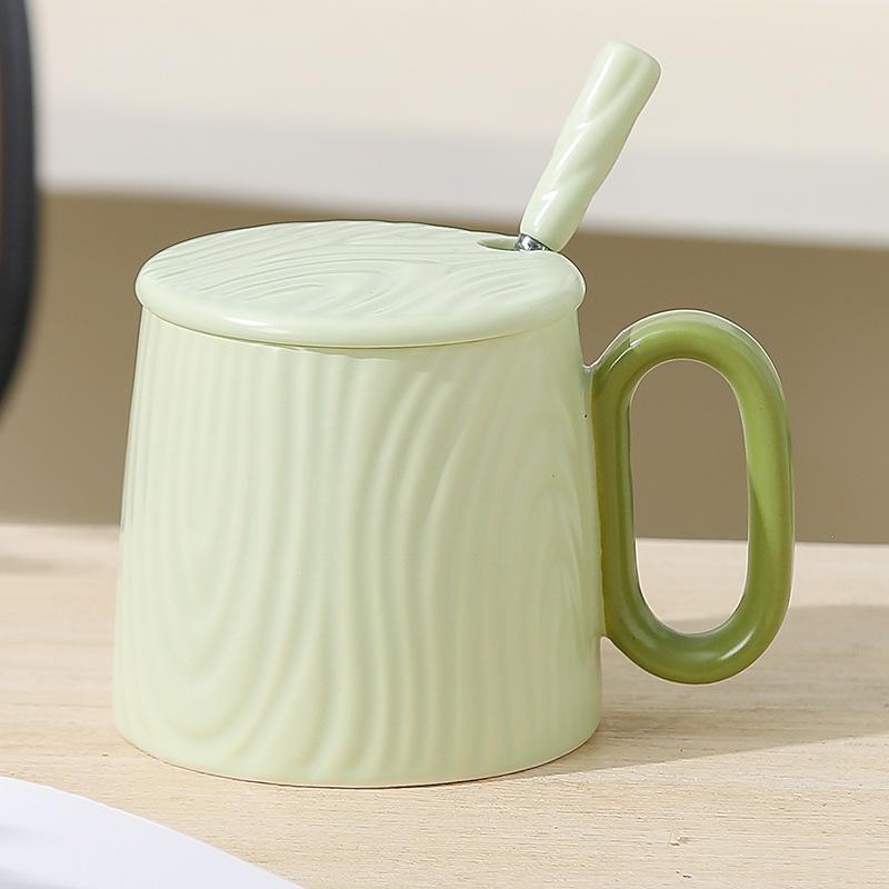 

Керамическая кружка с ложкой и крышкой, посуда для напитков, чашка для кофе, оригинальные чашки для завтрака, чашка для чая, смешные кружки, персонализированный подарок, Рождество 320ML