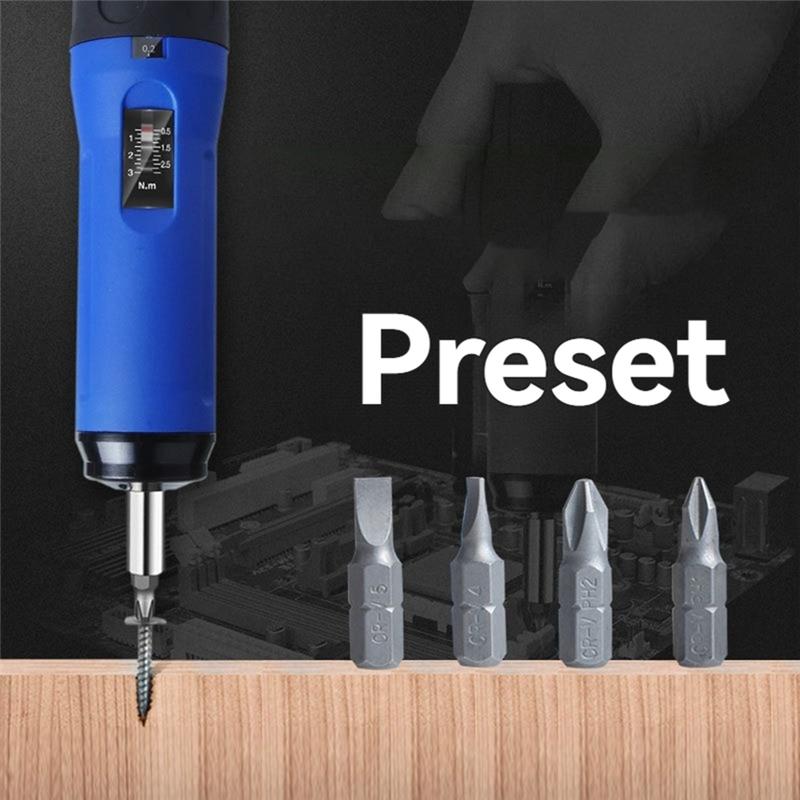 AEE2-Digital Display Preset Adjustable Torque Screwdriver With 1/4In Drive 4Bits Included With Box Screw Torque Set
