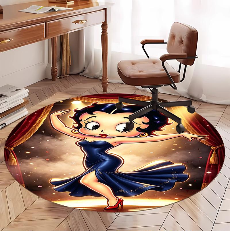 Betty Boop Pattern Round Rug, Indoor/Outdoor Mat, for Picnic, Gameroom, Bedroom, Office, Living Room, Home Decor Carpet, Birthday Gift
