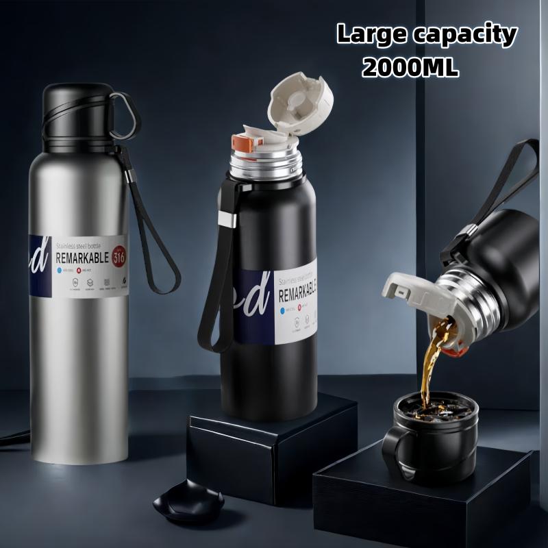 2L Stainless Steel Thermos Bottle Tumbler Large Capacity Thermal Water Bottle Cold And  Thermo Cup Vacuum Flask Insulated