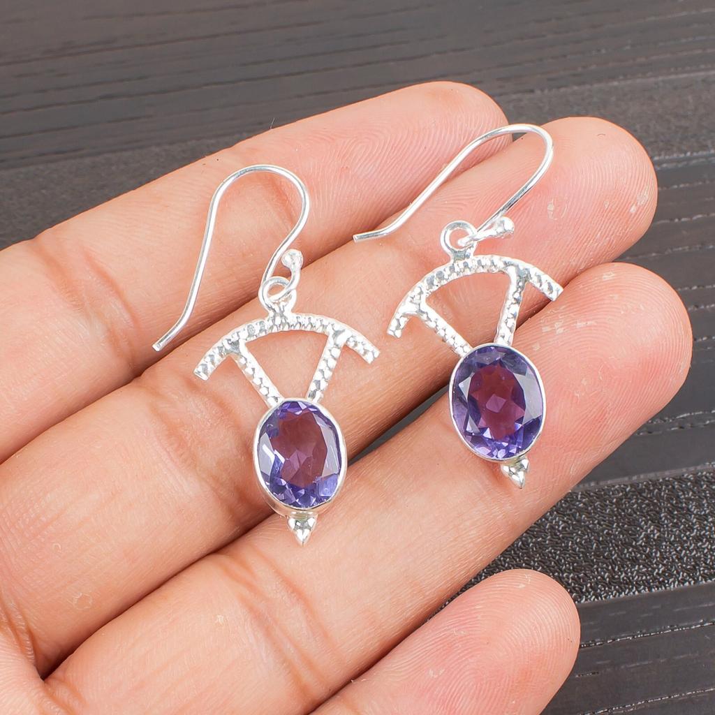 Iolite Gemstone 925 Sterling Silver Gift Jewelry Drop/Dangle Earrings 1.50" EE-51-2
