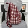 Sac à dos à carreaux rétro pour femme Sac d'école pour étudiant
