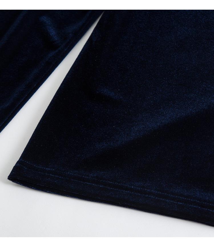 Stylish Versatile Velvet Lace High-Neck Long-Sleeve Shirt for Women