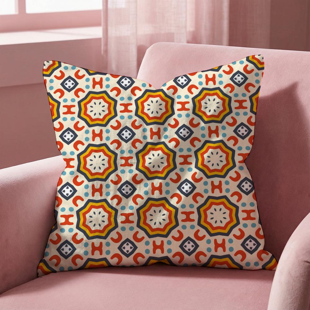 Moroccan Ethnic Pattern Cushion Cover Multi-Scene Pillow Cover for Home & Car - Reversible, Soft & Durable for Daily Use